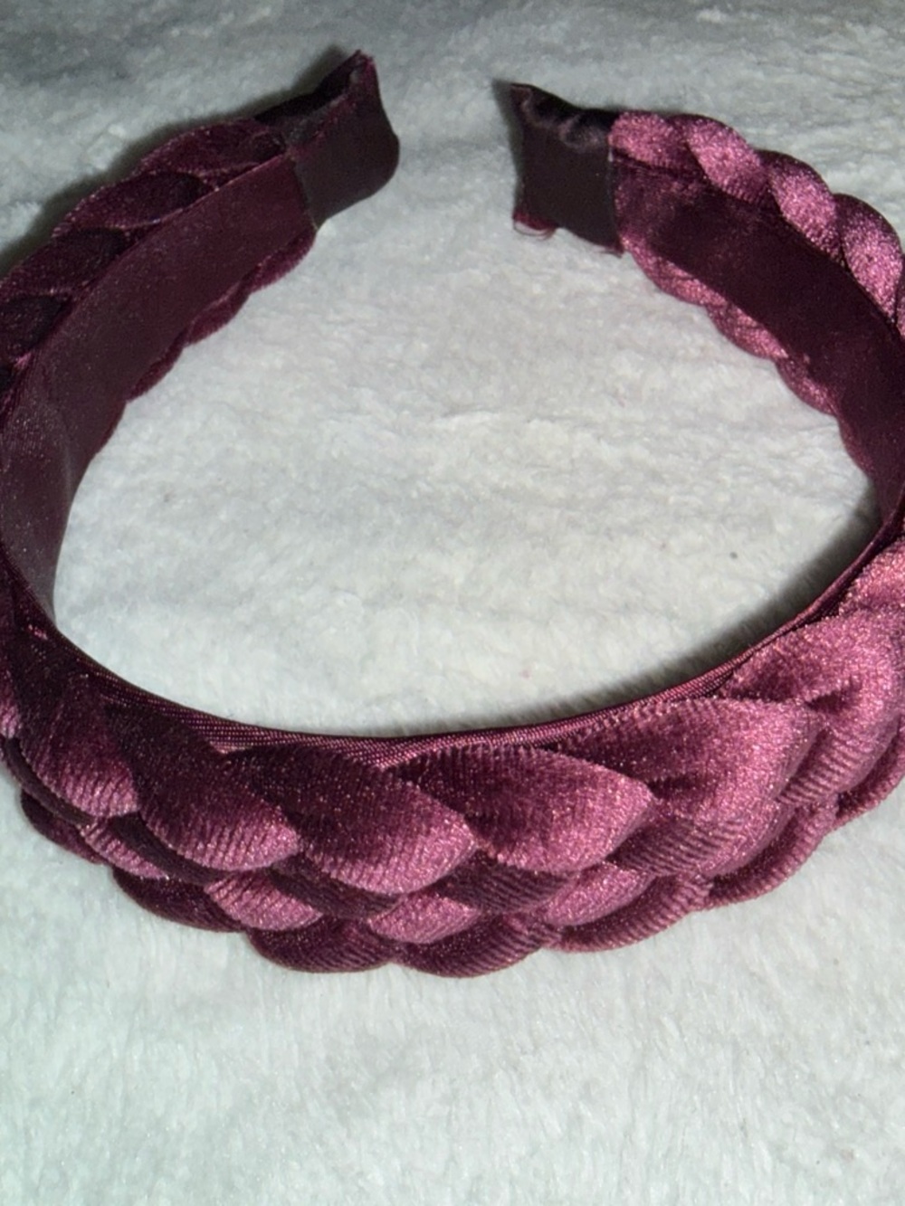 Braided Satin Headband - Plum